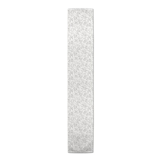 Soft Gray Leaves on White Outdoor Table Runner